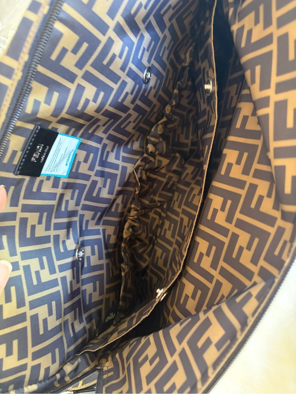 Fendi Beige and Black FF Logo Baby Bag